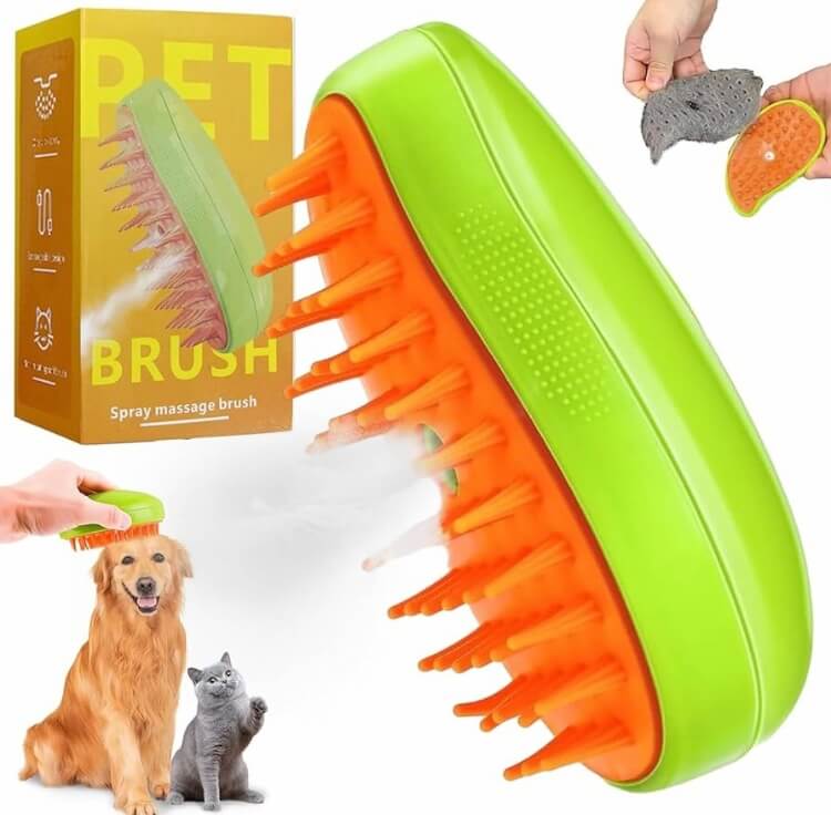 ✨ Cepillo a Vapor 3 en 1: Control de Pelos, Limpieza Profunda y Massaje para tu Mascota. 🐾