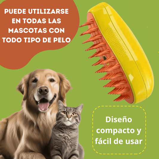 ✨ Cepillo a Vapor 3 en 1: Control de Pelos, Limpieza Profunda y Massaje para tu Mascota. 🐾